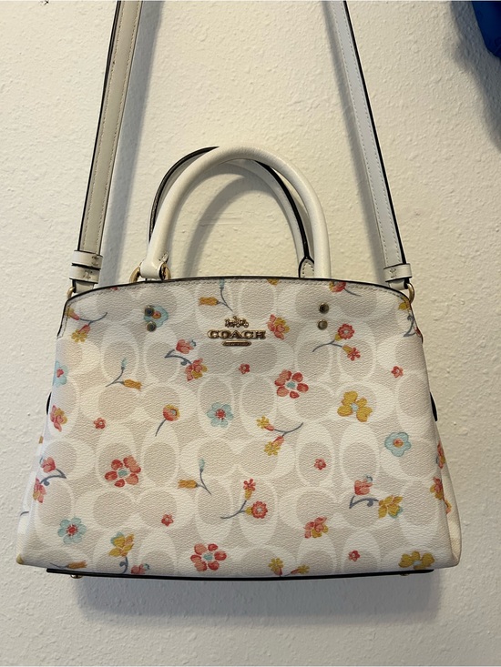 Coach Handbags - Coach White Floral Print Small Satchel with Gold Hardware